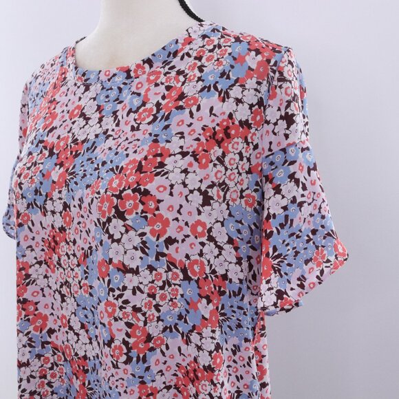 LOFT | Short Sleeve Floral Chiffon Top Medium - Picture 3 of 7